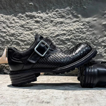 Snake Skin Derby Monk Strap Dress Shoes